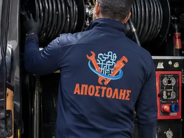 Τεχνικός στα καρούλια υδροβολής υψηλής πίεσης
